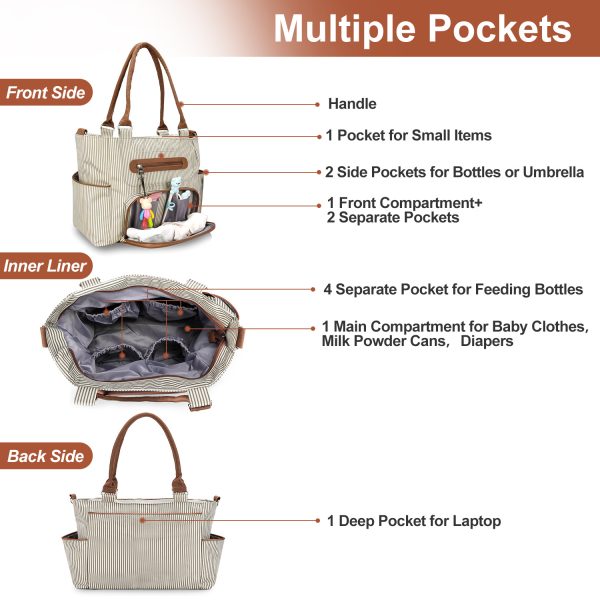 8-Piece Baby Diaper Bag Set — Tote, Pad, Hooks & Pouches - Image 7