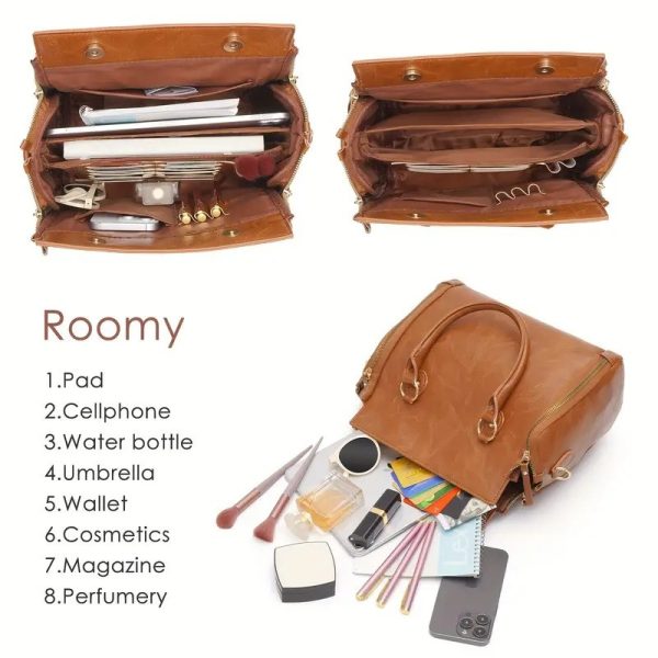 Women's Multifunctional Leather Shoulder Bag Handbag - Image 4