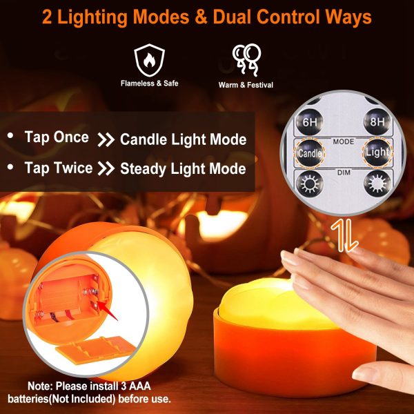 4-Pack LED Pumpkin Lights — Remote, 2 Modes & Timers - Image 3