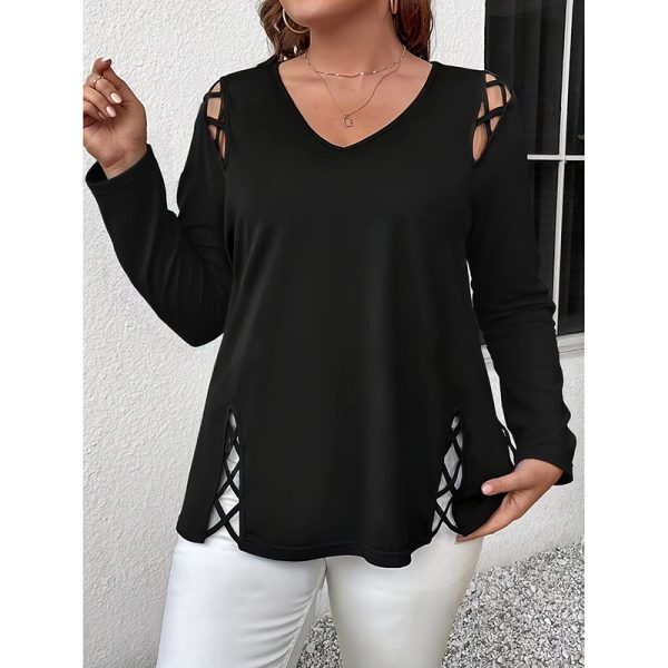 Curvy Criss-Cross V-Neck Tunic — Long Sleeve, Soft Stretch (1X–5X) - Image 10