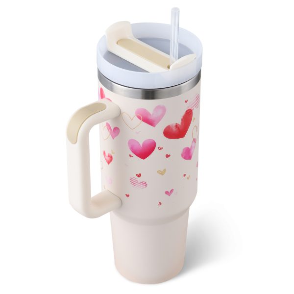 40 Oz Stainless Steel Tumbler with Handle & Straw - Image 3