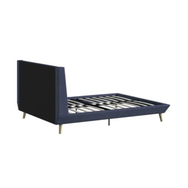 Aliyah Wingback Upholstered Bed — Queen, Blue/Navy (No Box Spring) - Image 6