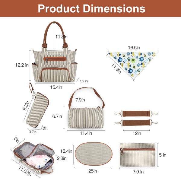 8-Piece Baby Diaper Bag Set — Tote, Pad, Hooks & Pouches - Image 3