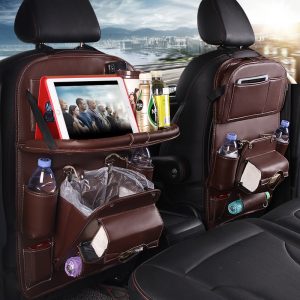 PU Leather Car Seat Back Organizer Waterproof Multi-Pocket