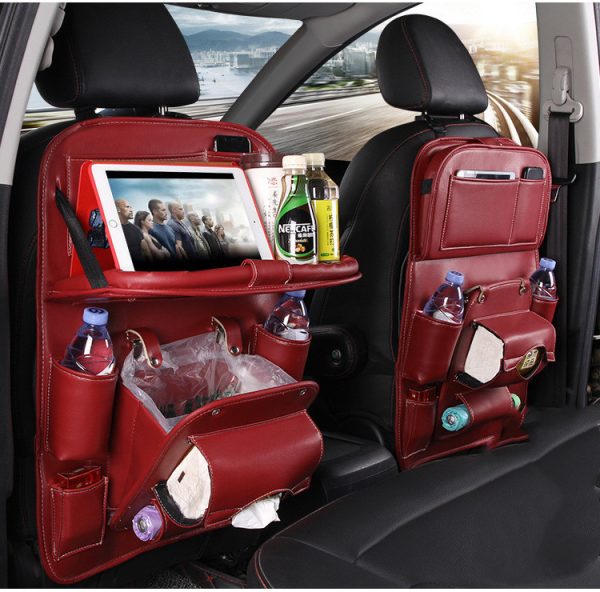 PU Leather Car Seat Back Organizer Waterproof Multi-Pocket - Image 4