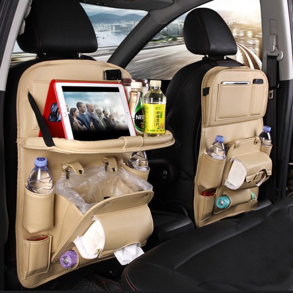 PU Leather Car Seat Back Organizer Waterproof Multi-Pocket - Image 3