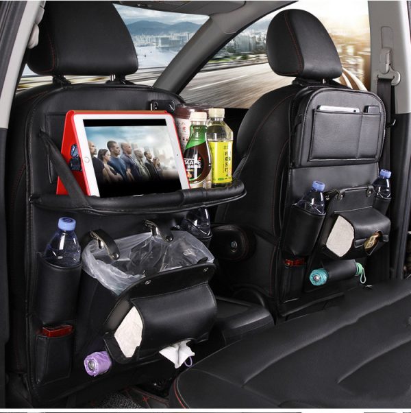 PU Leather Car Seat Back Organizer Waterproof Multi-Pocket - Image 2