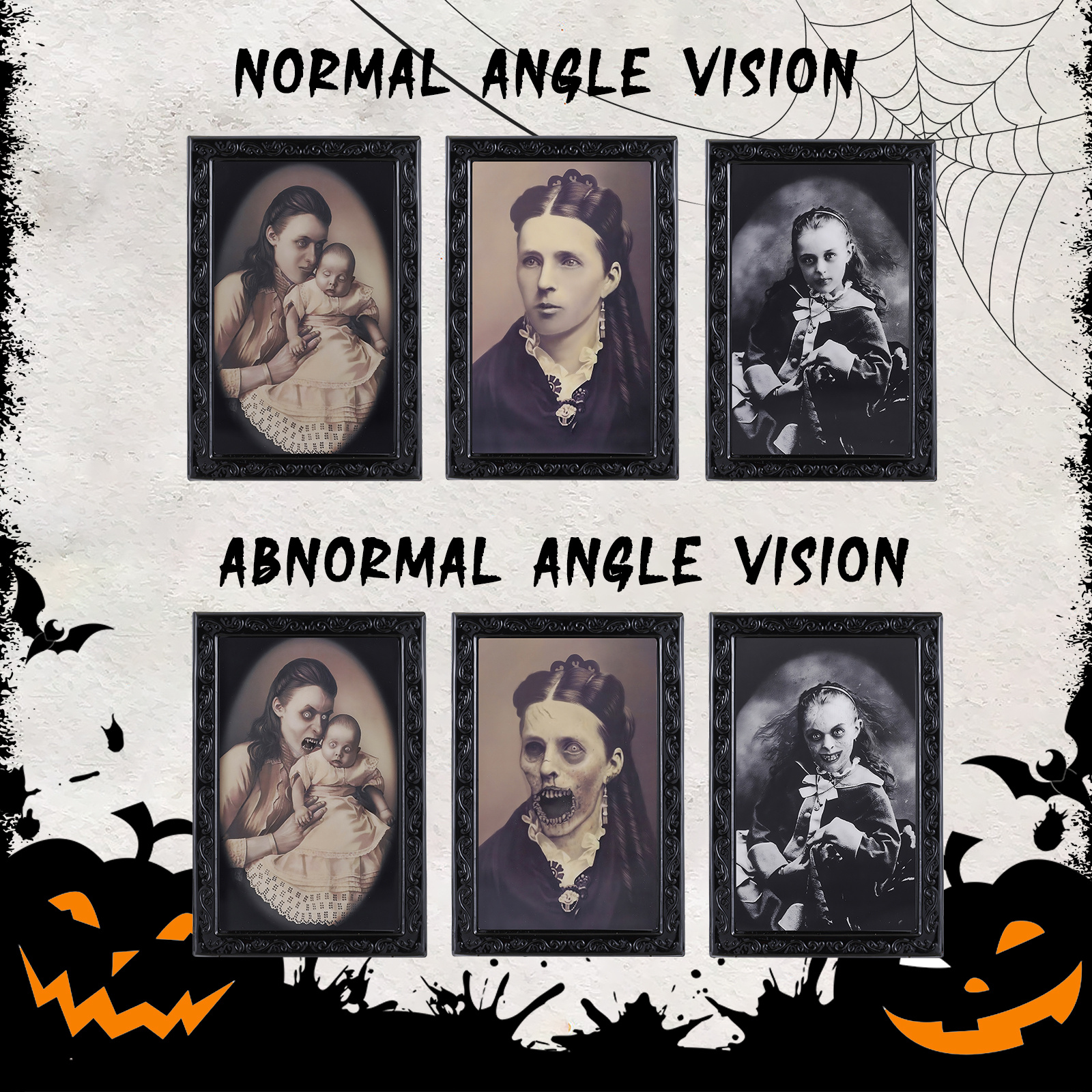3D Changing-Face Haunted Portraits — Lenticular Halloween Frames (Set of 3 or 6) 1 3D Changing-Face Haunted Portraits — Lenticular Halloween Frames (Set of 3 or 6)