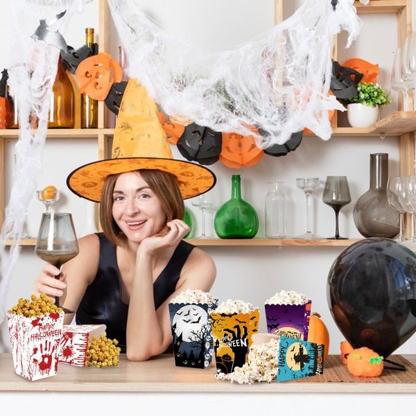 Halloween Popcorn Boxes In 3 Designs. Halloween Party Supplies In 3 Styles, 4 Of Each Style, 12 In Total - Image 7