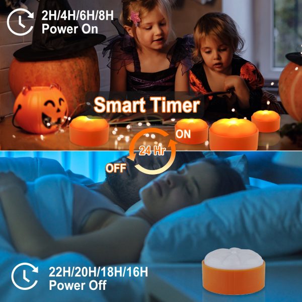 4-Pack LED Pumpkin Lights — Remote, 2 Modes & Timers - Image 4