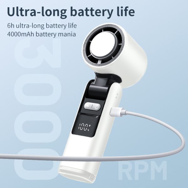 Foldable Turbo Handheld Fan — 4-Speed, Cooling Plate, 4000mAh, LED/Night-Light - Image 7