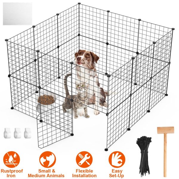 Modular Small-Animal Playpen w/ Door — Metal Wire, Indoor/Outdoor (42″ Sq., 28″ H) - Image 3
