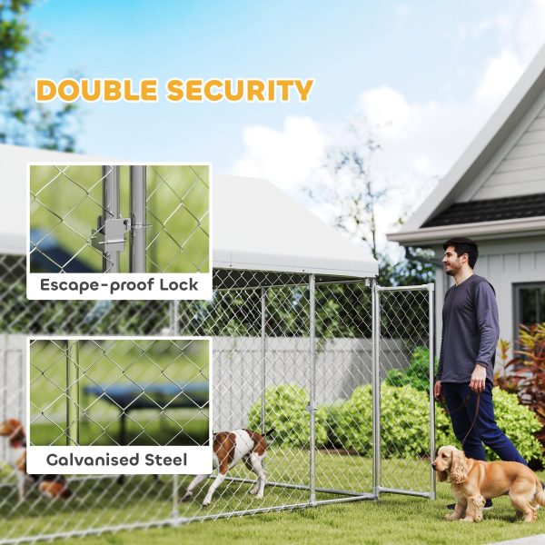 Heavy-Duty Chain-Link Dog Kennel w/ Roof — 19.7′ × 7.5′ × 7.9′ - Image 3