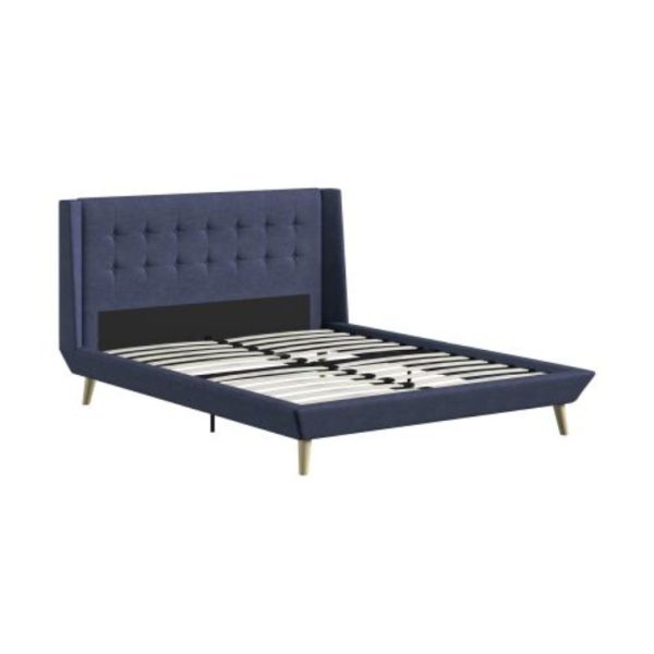 Aliyah Wingback Upholstered Bed — Queen, Blue/Navy (No Box Spring) - Image 9