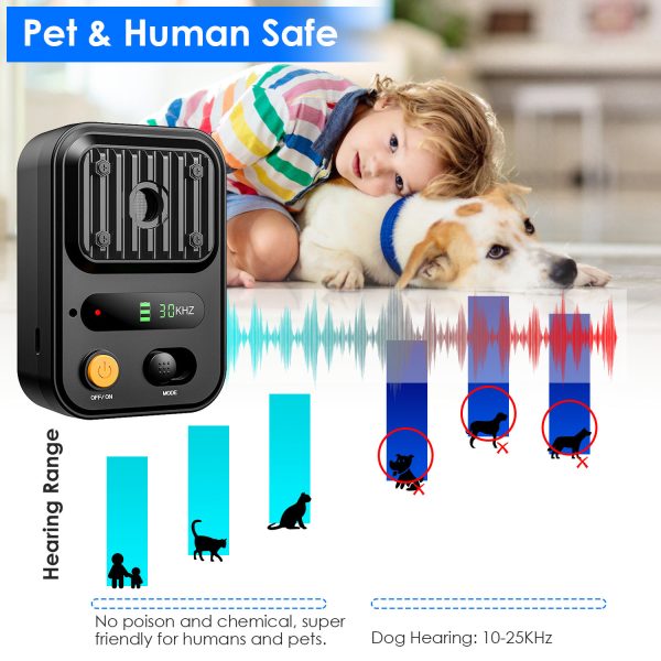 Rechargeable Ultrasonic Bark Control — 3-Level, IPX4, up to 32.8 ft (Black/Green) - Image 8