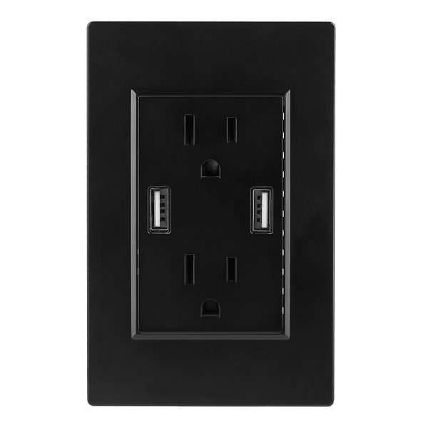 Dual-USB Wall Outlet (2.4A) — US Standard, Black/White, Smart Fast-Charge - Image 3