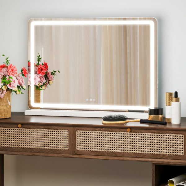 LED Vanity Mirror — 3 Color Modes, Touch Dimmer, USB, White (Tabletop) - Image 7