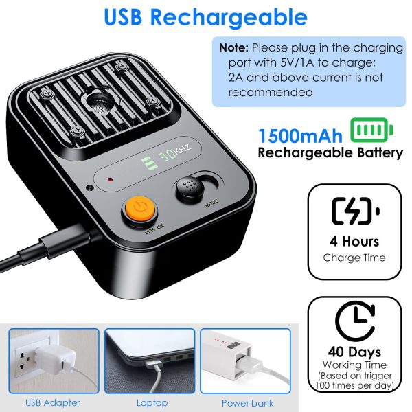 Rechargeable Ultrasonic Bark Control — 3-Level, IPX4, up to 32.8 ft (Black/Green) - Image 3