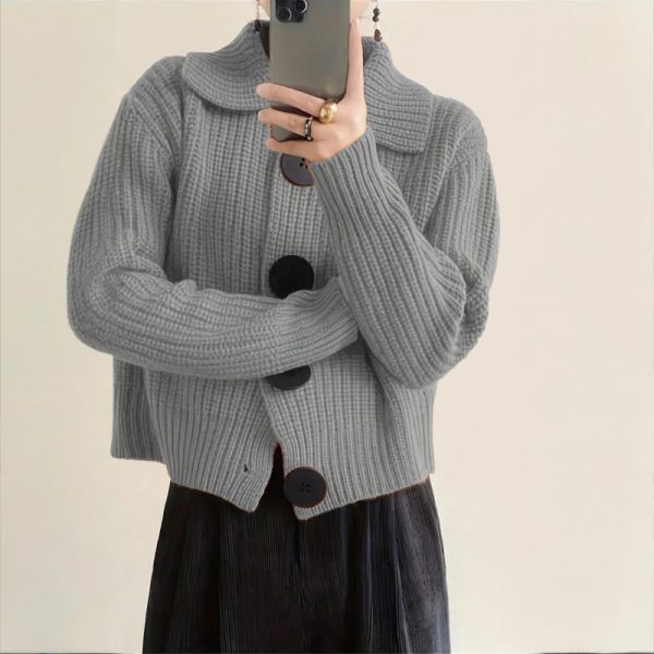 Plus-Size Ribbed Cardigan — Single-Breasted, Long Sleeve (0XL–3XL) - Image 2