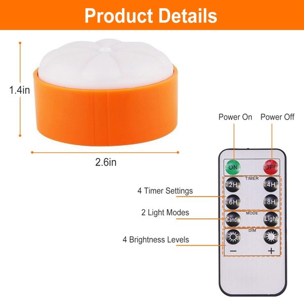 4-Pack LED Pumpkin Lights — Remote, 2 Modes & Timers - Image 8
