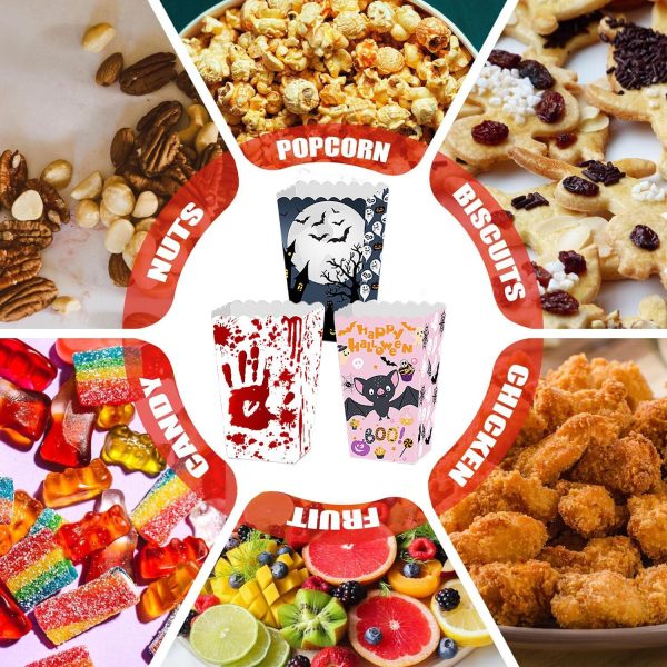 Halloween Popcorn Boxes In 3 Designs. Halloween Party Supplies In 3 Styles, 4 Of Each Style, 12 In Total - Image 5