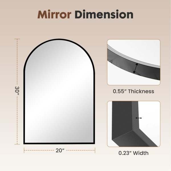 Arched Metal-Frame Wall Mirror — 30″×20″, Black or Gold (Bathroom/Entryway) - Image 5