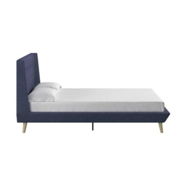Aliyah Wingback Upholstered Bed — Queen, Blue/Navy (No Box Spring) - Image 7