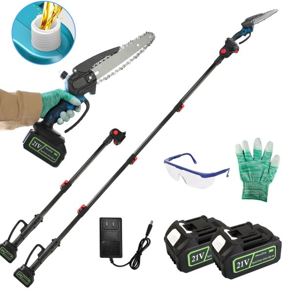 2-in-1 Cordless Pole Saw & Mini Chainsaw — 8″ Bar, 21V, 2×3.0Ah, Up to 15-ft Reach - Image 8