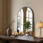 Arched Metal-Frame Wall Mirror — 30″×20″, Black or Gold (Bathroom/Entryway)