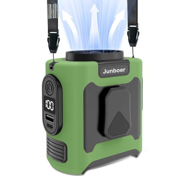 10,000mAh Clip-On Waist Fan — 5-Speed Turbo, Power Bank & LED (Army Green) - Image 5