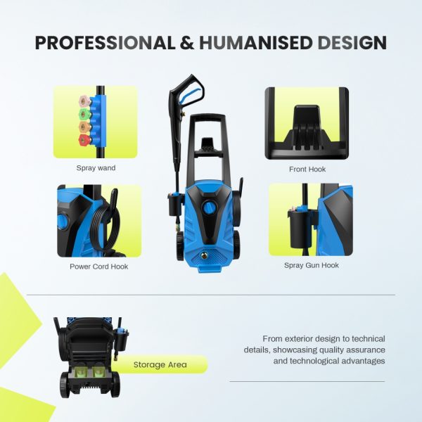 Electric Pressure Washer, High Pressure Cleaning Machine With Foam Cannon, 2.0 GPM Power Washer - Image 7