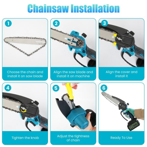 2-in-1 Cordless Pole Saw & Mini Chainsaw — 8″ Bar, 21V, 2×3.0Ah, Up to 15-ft Reach - Image 6
