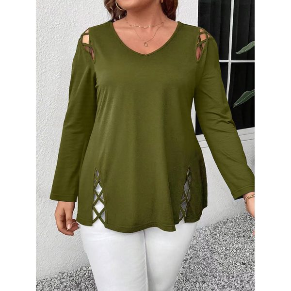 Curvy Criss-Cross V-Neck Tunic — Long Sleeve, Soft Stretch (1X–5X) - Image 4
