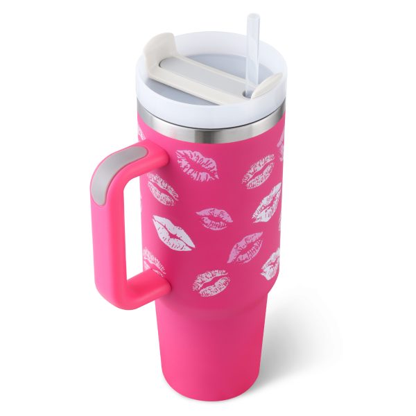 40 Oz Stainless Steel Tumbler with Handle & Straw - Image 8