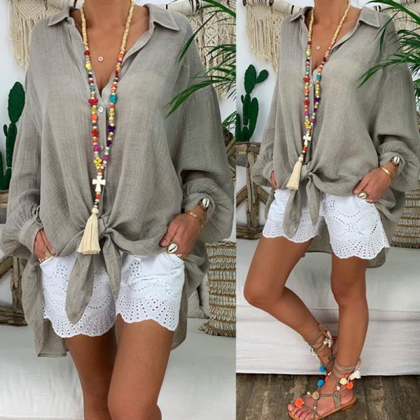 Sheer Notch-Lapel Midi — Button-Front, Long Sleeve, Plus (S–5XL) - Image 10