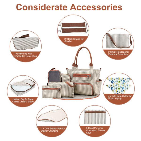 8-Piece Baby Diaper Bag Set — Tote, Pad, Hooks & Pouches - Image 2