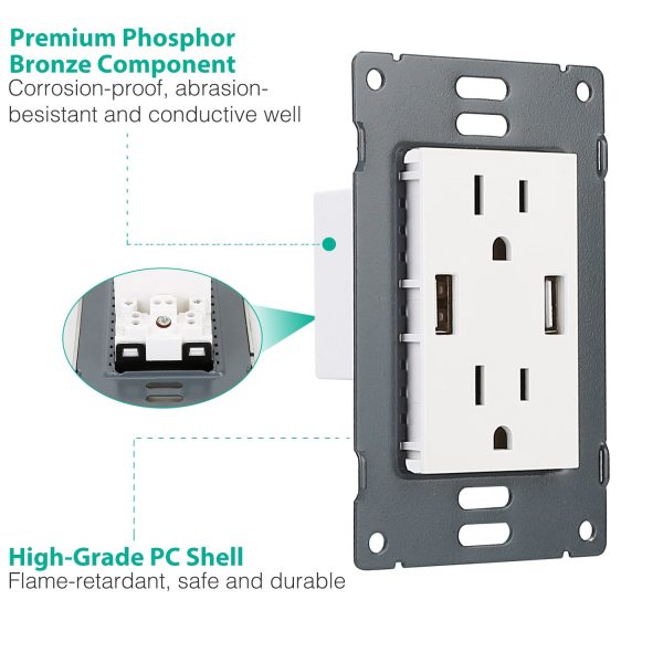 Dual-USB Wall Outlet (2.4A) — US Standard, Black/White, Smart Fast-Charge - Image 5