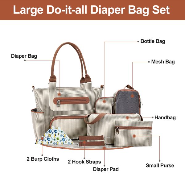 8-Piece Baby Diaper Bag Set — Tote, Pad, Hooks & Pouches - Image 4