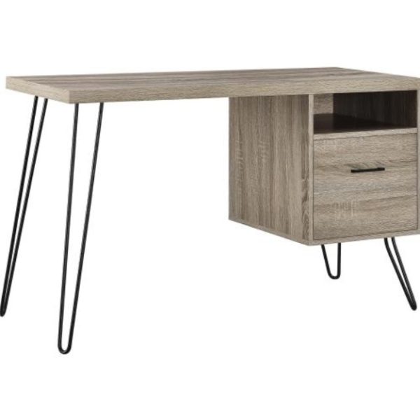 Landon Compact Computer Desk — 45″, Drawer & Cubby, Hairpin Legs (Brown) - Image 10