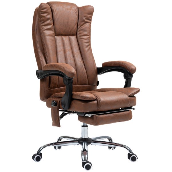 Heated Massage Office Chair — 6-Point Vibration, 135° Recline, Footrest (Brown) - Image 6