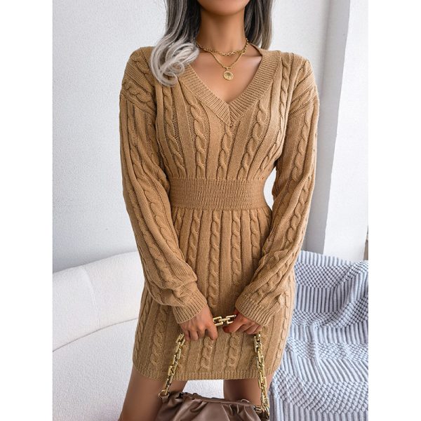 2025 V-Neck Bodycon Mini Sweater Dress — Long Sleeve, Pullover, Cozy & Chic - Image 6