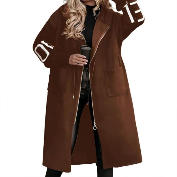 Letter-Print Hooded Windbreaker — Zip Front, Pockets, Longline (S–XXL) - Image 6