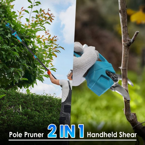 2-in-1 Electric Pruner w/ Telescopic Pole — 21V, 13-ft Reach, 0.98″ Cut (2×4.0Ah) - Image 6