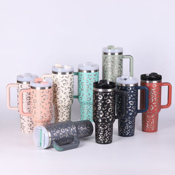 40 Oz Stainless Steel Tumbler with Handle & Straw - Image 7