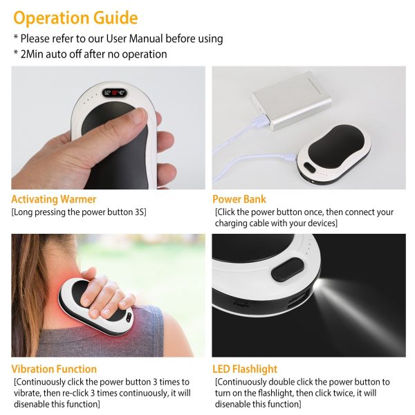 10,000mAh Pocket Hand Warmer & Power Bank — Double-Sided Heat, 3 Temps, LED + Vibration - Image 4