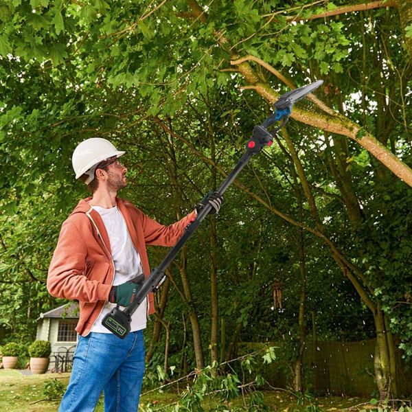 2-in-1 Cordless Pole Saw & Mini Chainsaw — 8″ Bar, 21V, 2×3.0Ah, Up to 15-ft Reach - Image 4