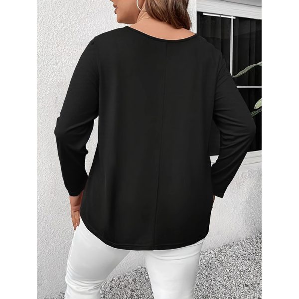 Curvy Criss-Cross V-Neck Tunic — Long Sleeve, Soft Stretch (1X–5X) - Image 3