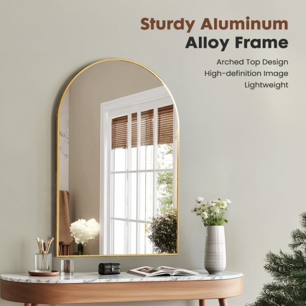 Arched Metal-Frame Wall Mirror — 30″×20″, Black or Gold (Bathroom/Entryway) - Image 9