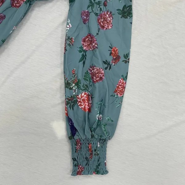 Floral V-Neck Lace-Trim Maxi — Long Sleeve, A-Line, Smocked Back - Image 6