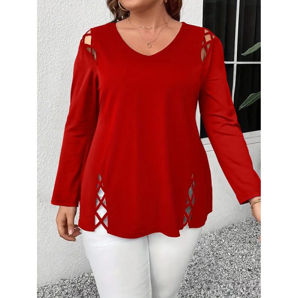 Curvy Criss-Cross V-Neck Tunic — Long Sleeve, Soft Stretch (1X–5X) - Image 8